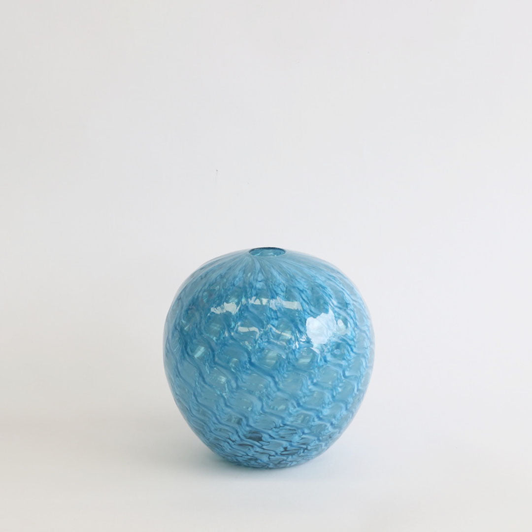Blue Feathered Spherical Vase