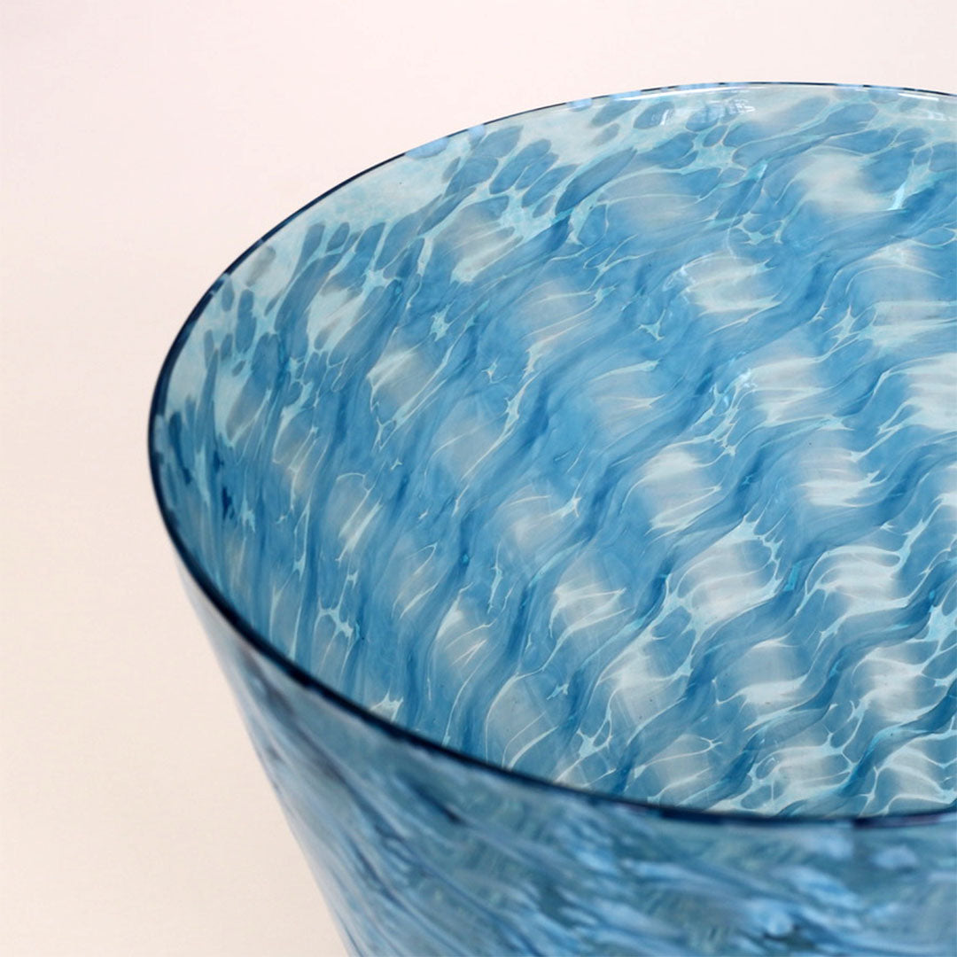 Blue Feathered Cylindrical Vase