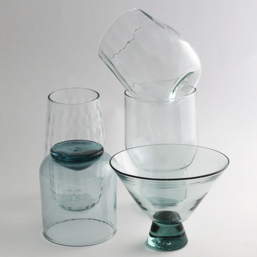 Monmouth Glass square cup (hand blown) – Riverside Gallery NZ